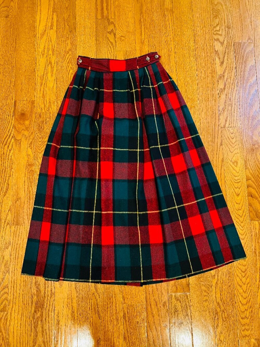 Vintage Polo Ralph Lauren Wool Maxi A-line Skirt Multi-Color Plaid 70s 80s - Picture 2 of 16